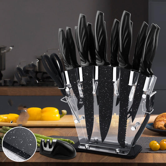 A Full Set Of Kitchen Knives 17 Stainless Steel Knives